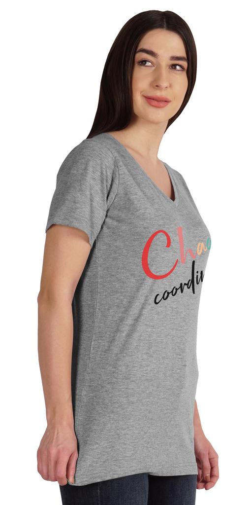 Inkmeso V-Neck Chaos Coordination Tshirt Tops For Mom Graphic Print Women