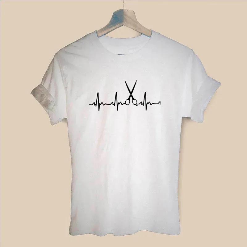 Hairdresser Arms T-Shirt Ladies Short Sleeve O-Neck Hairdresser T-Shirt Girls Ladies Scissors Clothing Top