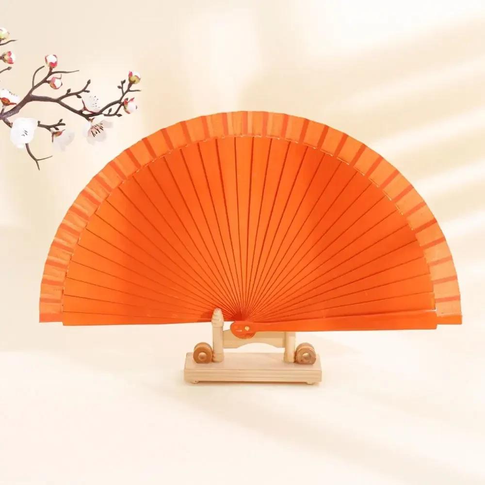 Simple Spanish Plain Fan Modern Solid Color Art Craft Decorative Props Fan Handmade Pure Wood Folding Fan Party Gift