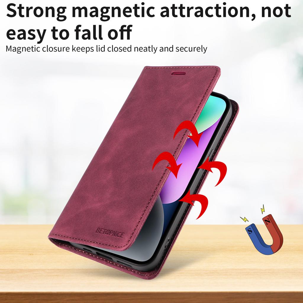For iPhone 17 Pro Case BETOPNICE Magnetic Closure RFID Blocking Wallet Stand Leather Phone Cover
