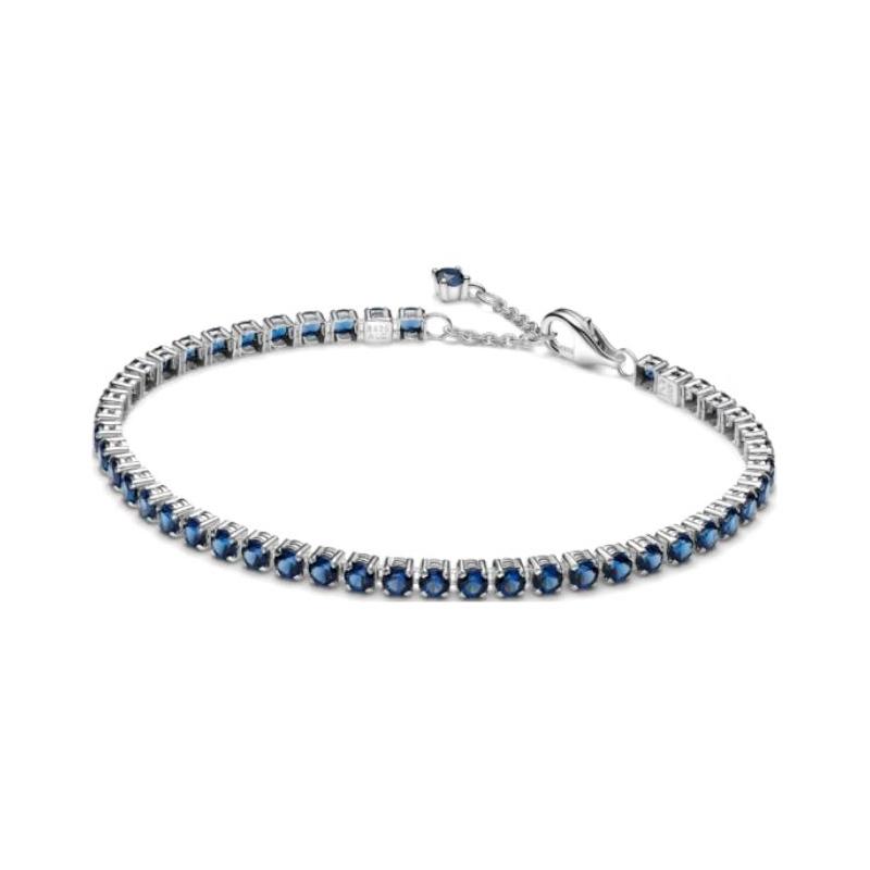 Pandora Tennis crystal inlaid trim 925 silver glass bracelet women s blue 591469C02
