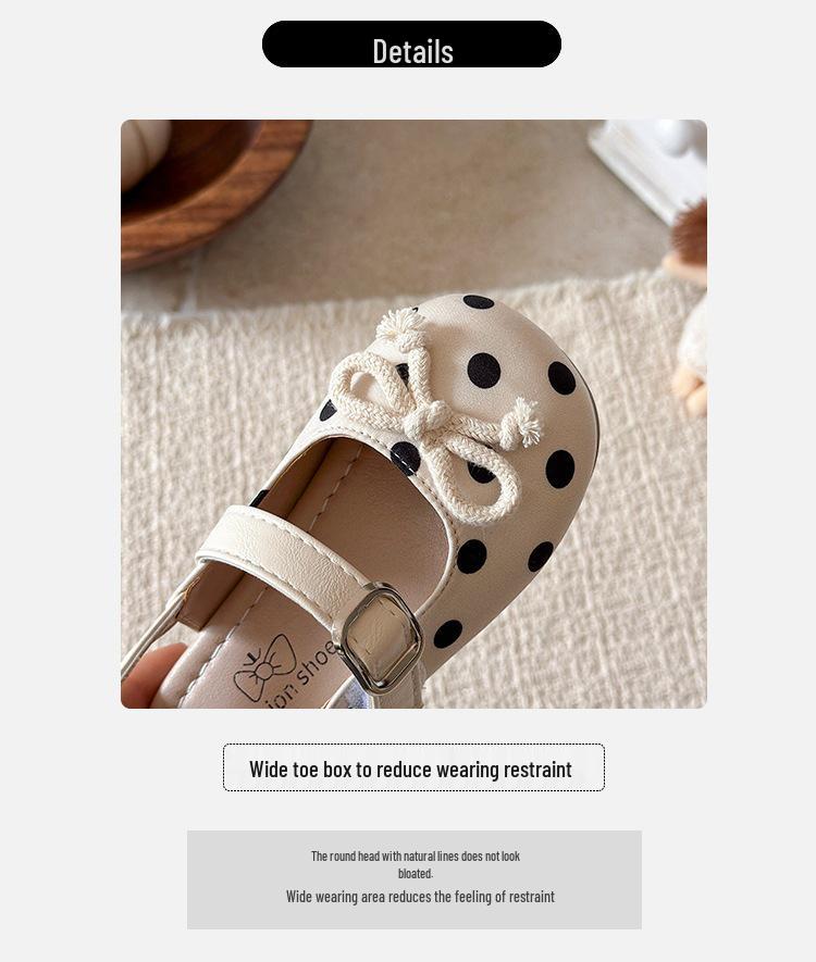 Fairy Style Polka Dot Ballet Sandals for Girls - Trendy Summer Bowknot Closed-Toe Shoes