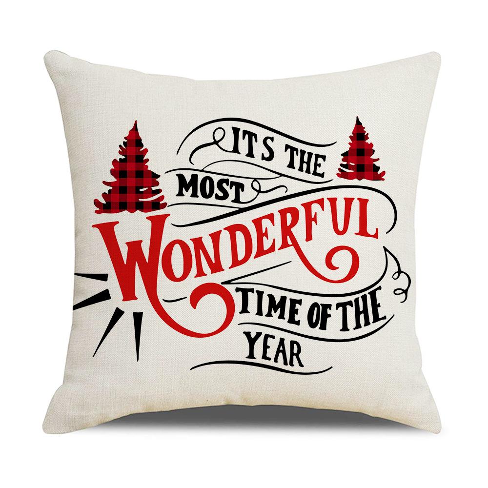 Christmas Gift Pillowcase Linen Pillowcase Printed Home Pillowcase Car Cushion Pillowcase