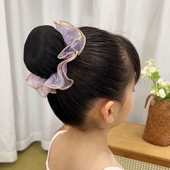 Dancer Bun Hair Net Elastic Drawstring Hairnet Adjustable Gauze Hair Accessories for Girls Dance Ballet Skating Gymnastics