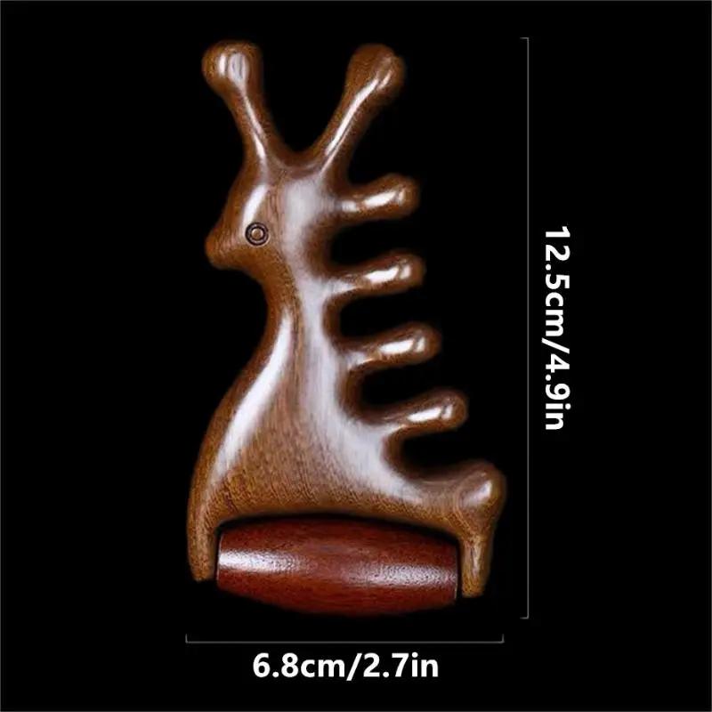 Wooden Massage Comb Head Meridian Scalp Combs Face Eye Shoulder Neck Scraping Treatment Hair Loss Anti-Static Wide Tooth Comb