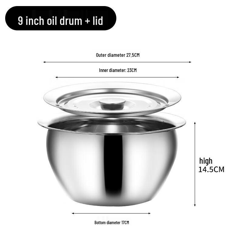 Thickened Stainless Steel Commercial Oil Pot with Lid