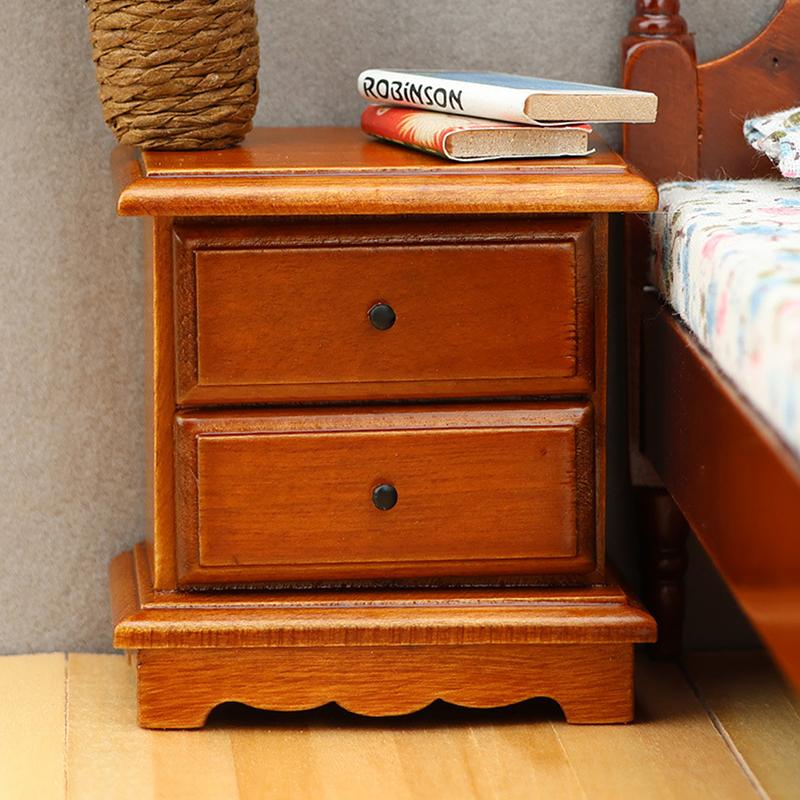 1:12 Dollhouse Miniature Bedside Table Chest Of Drawers Nightstand Furniture Model Decor Toy Doll House Toys Accessories