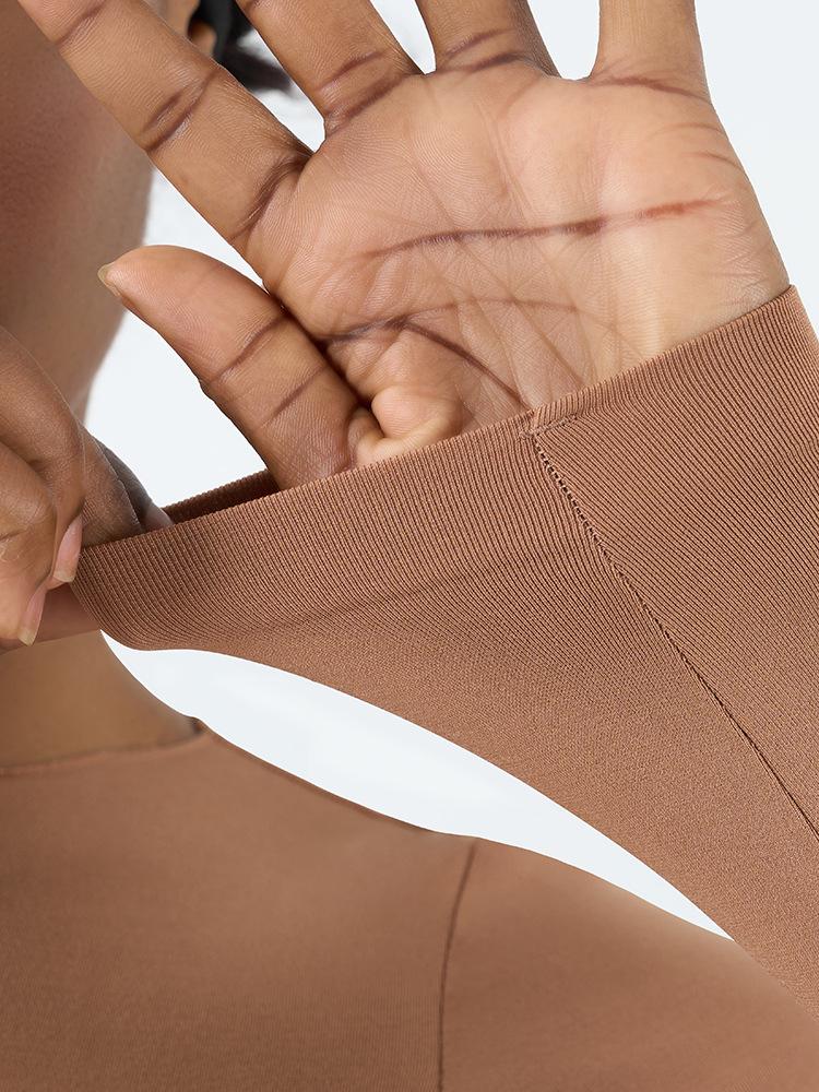 Seamless Long-Sleeve V-Crotch Yoga Bodysuit with High Elasticity