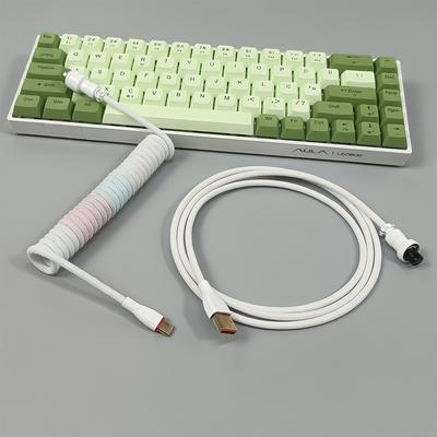Type-C To USB Aviator Cable 2 In 1 1.8m Woven Coiled Aviator Wire Fast Transmission Coiled Cable Mechanical Keyboard Accessories