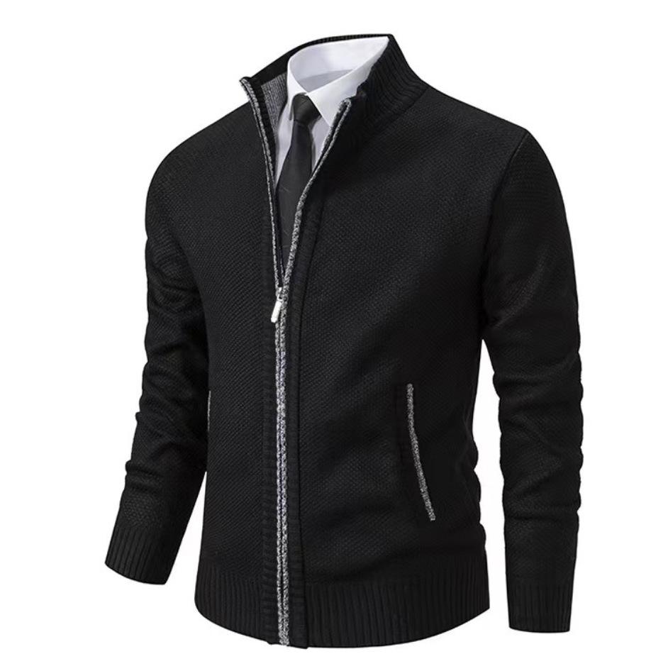 

2023 Мужской кардиган вязаный свитер с воротником-стойкой, разноцветный, больших размеров, модная верхняя одежда M