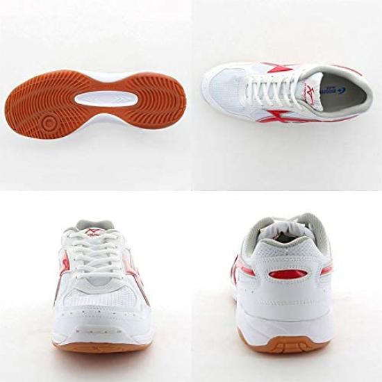 Gym Shock Antibacterial and for Boys and 2E [Moonstar] Shoes, Lightweight, Absorbing, Deodorizing, 21cm~31cm, Girls, W/Red, 24.5 Cm,