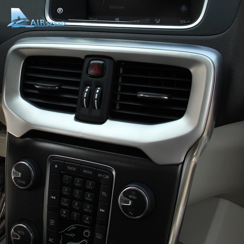 For Volvo V40 Interior Console Air Conditioning Outlet Decorative Cover Trim Stainless Steel Car Accessories Styling