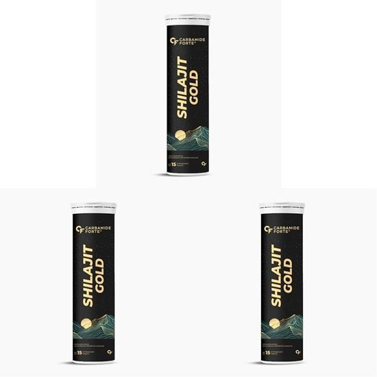 

Carbamide Forte Hilajit Gold Effervescent Tablets | Ayurvedic Himalayan Shilajit Original Effervescent Supplement for Men Pack of 3)