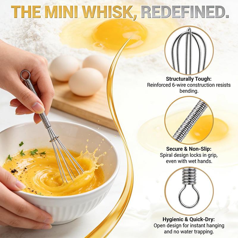 2/4Pcs Stainless Steel Mini Whisk Spring Coil Wire Egg Beater Handheld Egg Whisk Beater Manual Hand Whisker Kitchen Tiny Whisk