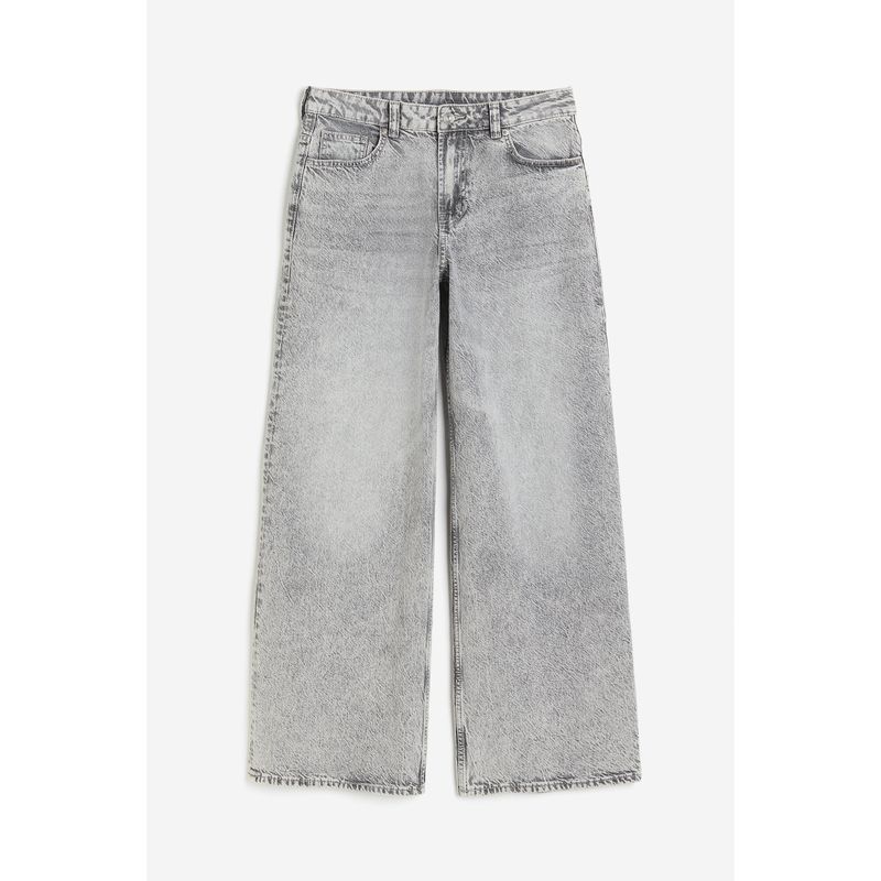 

HM Women s Pants Autumn Fashion Casual Loose Mid-Waist Straight Stacked Lazy Wide Leg Denim 1210963