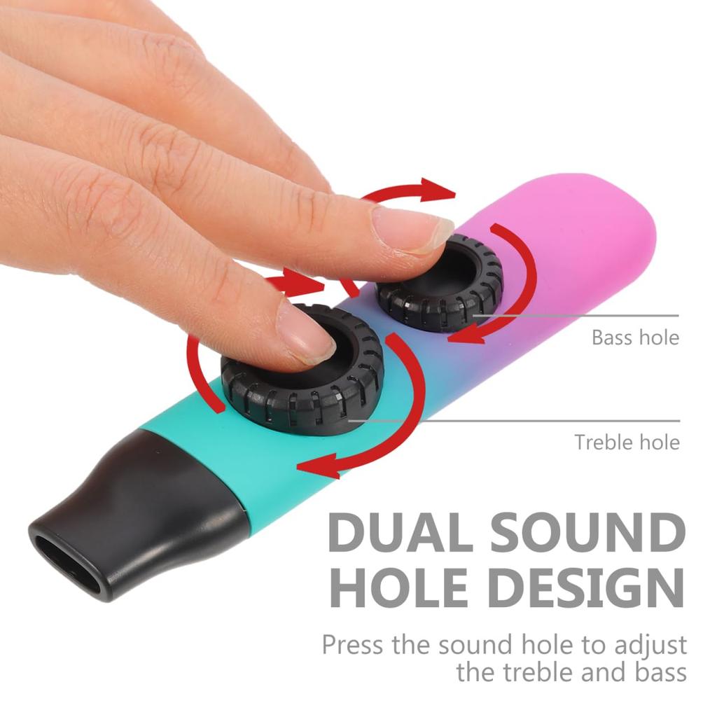 Lurrose Kazoo, Dobbelthulls Kazoo, Metall Musikkinstrument med Justerbar Diskant og Bass, Lett og Bærbar, for Voksne, Barn, Musikk