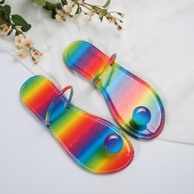 

Fashion 2025 new Fashionable with Women s slips flip flops Women s beach anti slip slips sandals 43 радужный