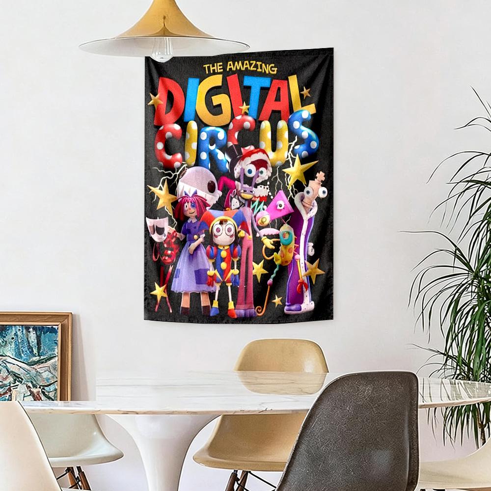 Digital Circus Wall Decor Tapestry Art For Pet Memorial Birthdaywedding Party Backdrop Family Gift