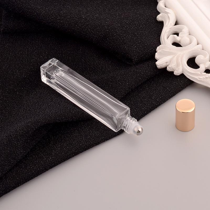 Square Clear Glass 10ml Screw-Top Perfume Atomizer Bottle with Rollerball