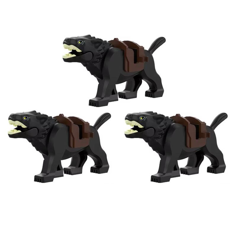 MOC Building Blocks Military Napoleon Cavalry Gothic Warhorse Animal Wolf Seat Widened Saddle Rope Accessories Brick Toy Gifts
