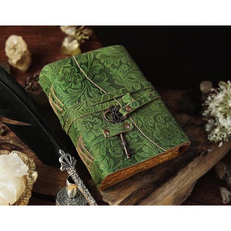 Handmade Leather Book, Leather Grimoire -Handmade Deckle Edge Paper Leather Bound Journal -Book of Shadow Leather Sketchbook-Drawing Journal