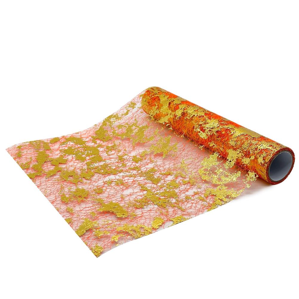 

1 Roll Table Runner Reusable Cuttable Metallic Decorations Glitter Foil Runners For Wedding Christmas Thanksgiving Anniversary Birthday Party orange gold