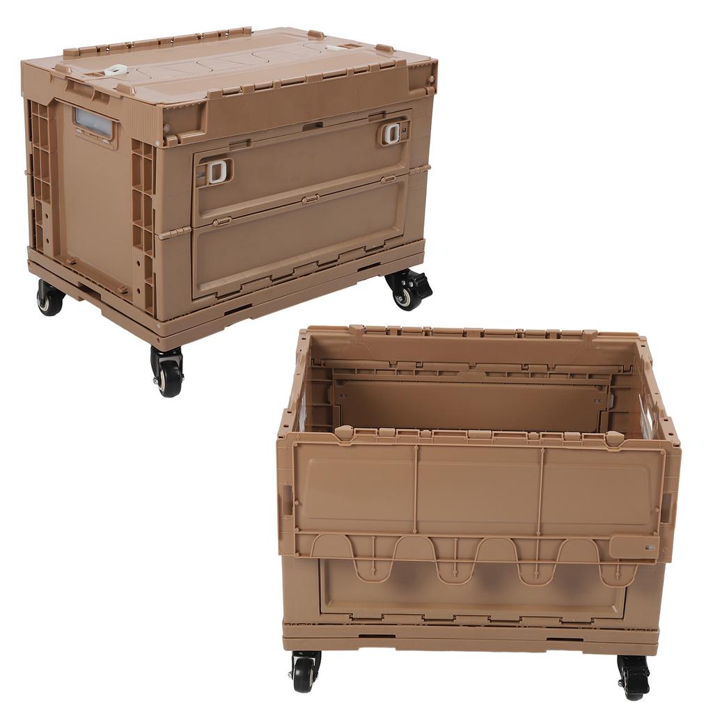  Storage Bin with Wheels PP Plastic Stackable Folding Transfer Basket for Home Garage SUV