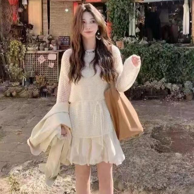 Sommer Sexy Hohlgestricktes Netz-Pullover Schräger Ausschnitt Strand-T-Shirt Damen Strickpullover Durchsichtig Lässig Locker Langärmelig Tops