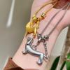 Korean Dachshund Puppy Luxury Necklace - High-End Sweet & Cool Silver Sweater Chain