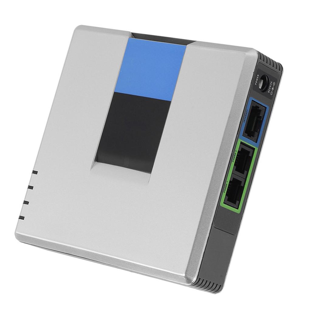 VoIP Gateway Internet Phone 2 Ports Adapter SIP RJ45 Cable For Linksys PAP2T