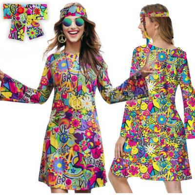 Hippie Hippie Costume St. Andrew's Day Carnival Dress Headband 60s 70s 80s