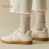 Women's Retro Mid-Calf Socks Warm Crew Socks Solid Color Cozy Stacking Socks No Pilling Soft Long Socks for Fall Winter