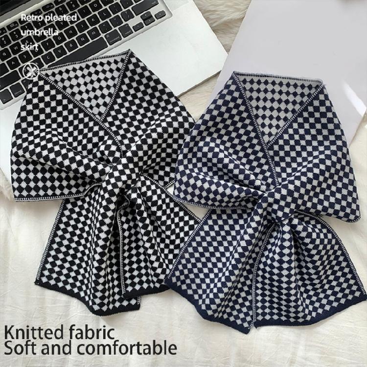 Knitted Checker Neck Gaiter for Daily Use Women Girl Neck Scarf for Winter Wear