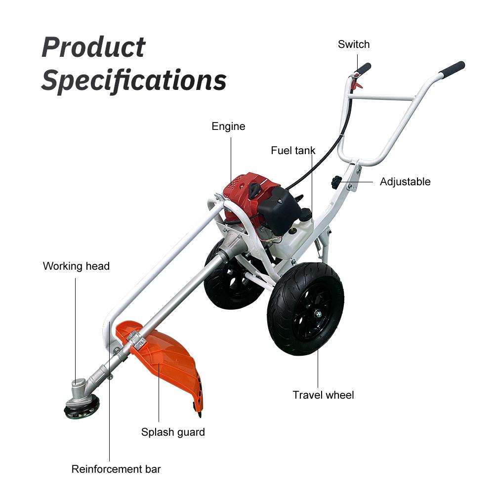 Hand-pushed 2-Stroke Grass Cutter Gas-powered Lawn Trimmer Wheeled Lawn Mower Push-type Lawn Cutter Gas Lawn Edger