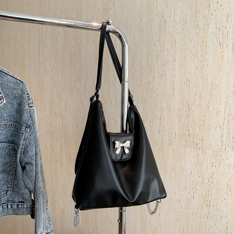 Стильная уличная трендовая сумка-тоут из ПУ для женщин, большая вместительная сумка на плечо чёрный