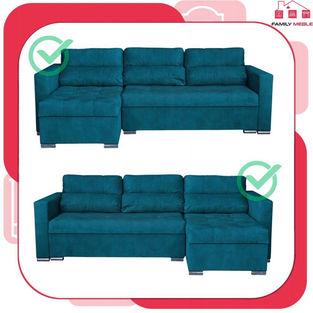 Varius Corner Sofa Bed with Sleeping Function Family Furniture Corner Sofa Turquoise