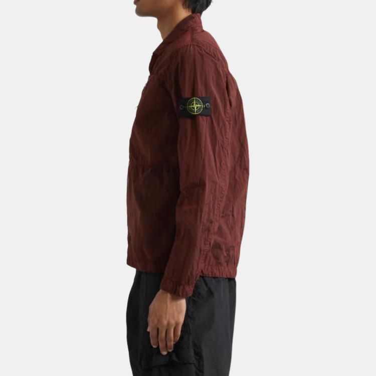 Stone Island Ss25 Nylon Metal Solid Logo Patch Zip Long Sleeve Jacket Men Jacket Red-Brown K1S151200005S0019-V007A