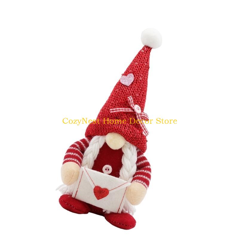 92MF Vibrantly Decoration Plushes Gnomes for Creating a Warm and Romance Setting on Valentines Day Ornamentation
