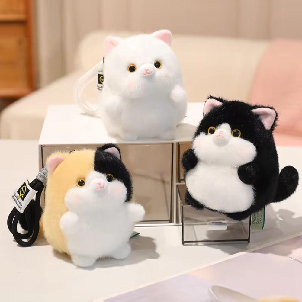 Soft Material Cat Plush Keychain Chubby Design Plush Cat Keychain Cat Plush Pendant Backpack Decor