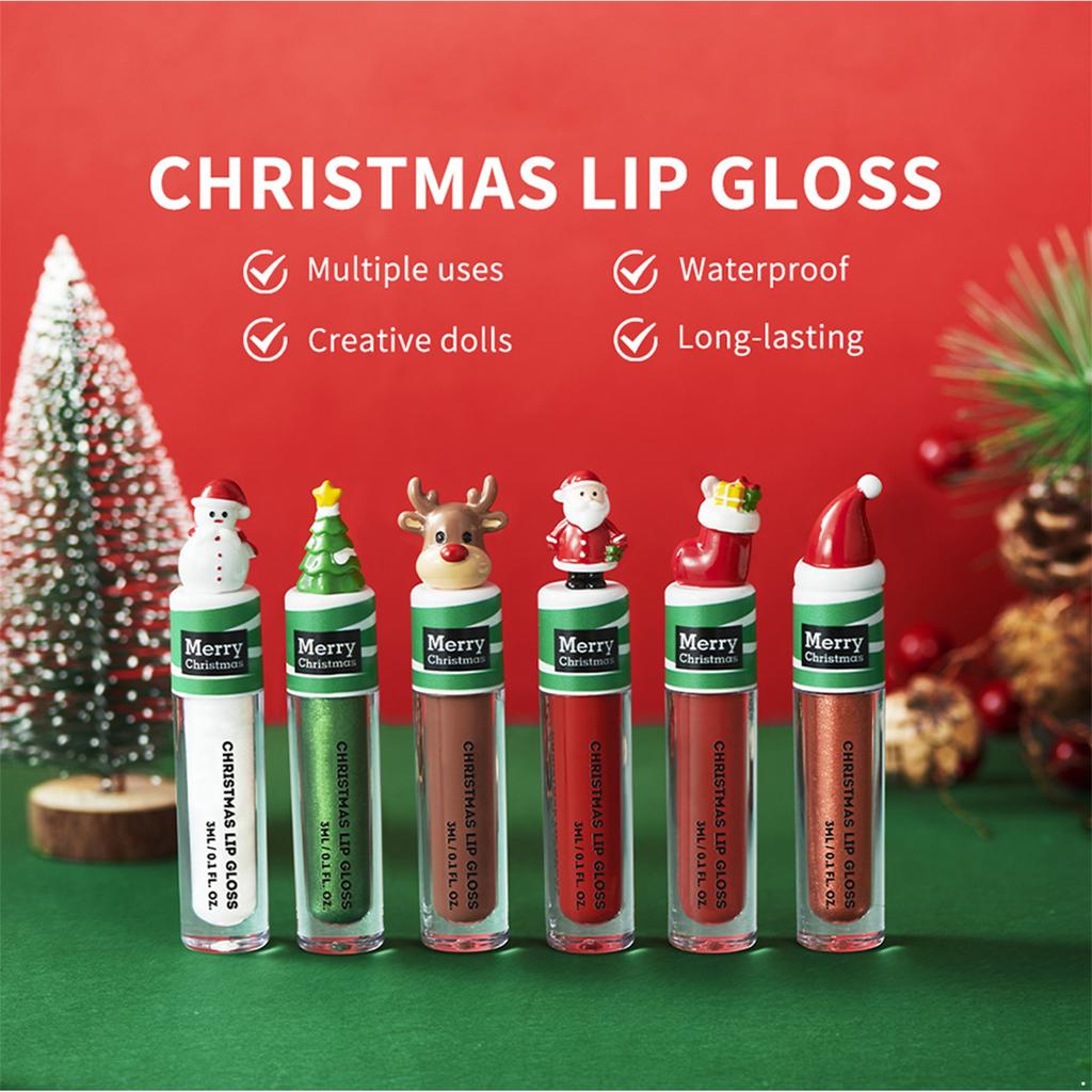 Single Piece Christmas Lipstick Set Liquid Lip Gloss for Women Girls Holiday Party Makeup Gifts Stocking Stuffers Small Present