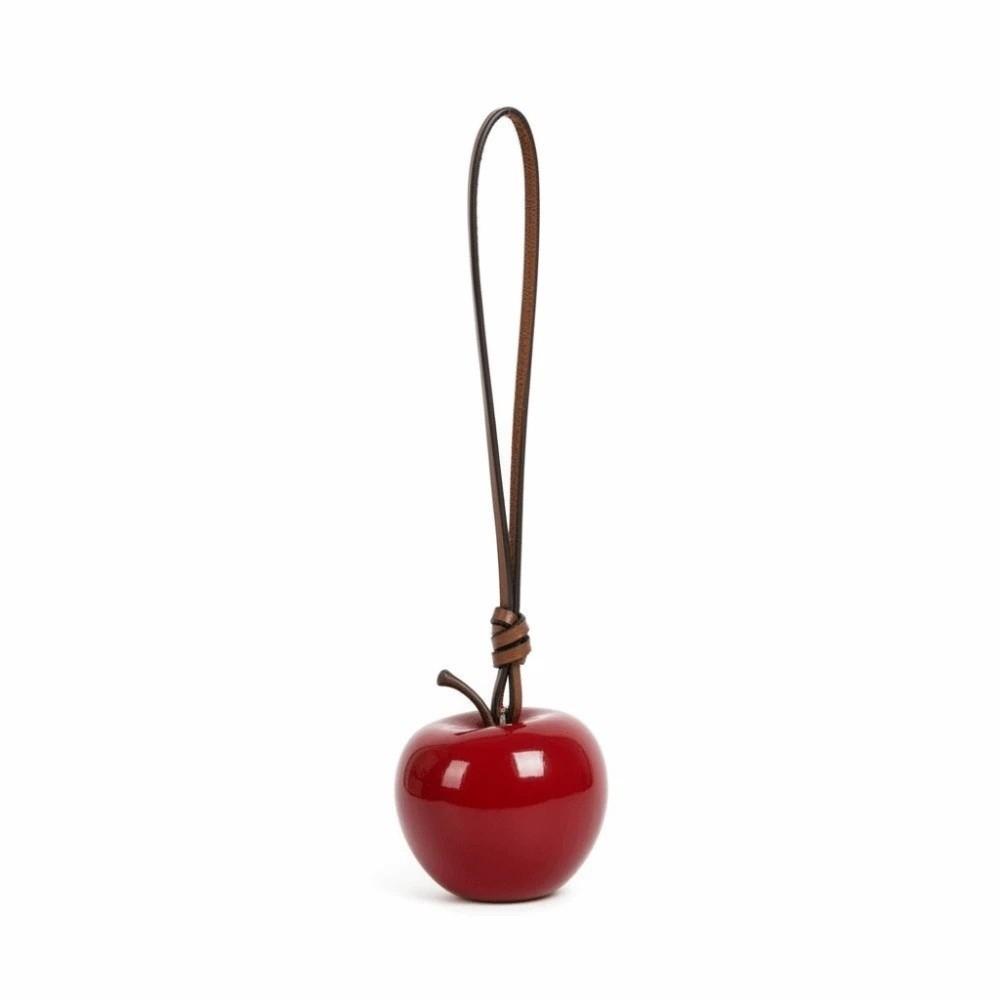 Red Fruit Bag Charm Resin Craft Pearl Key Ring Heart Pendant Fruit Key Chain Holiday Party