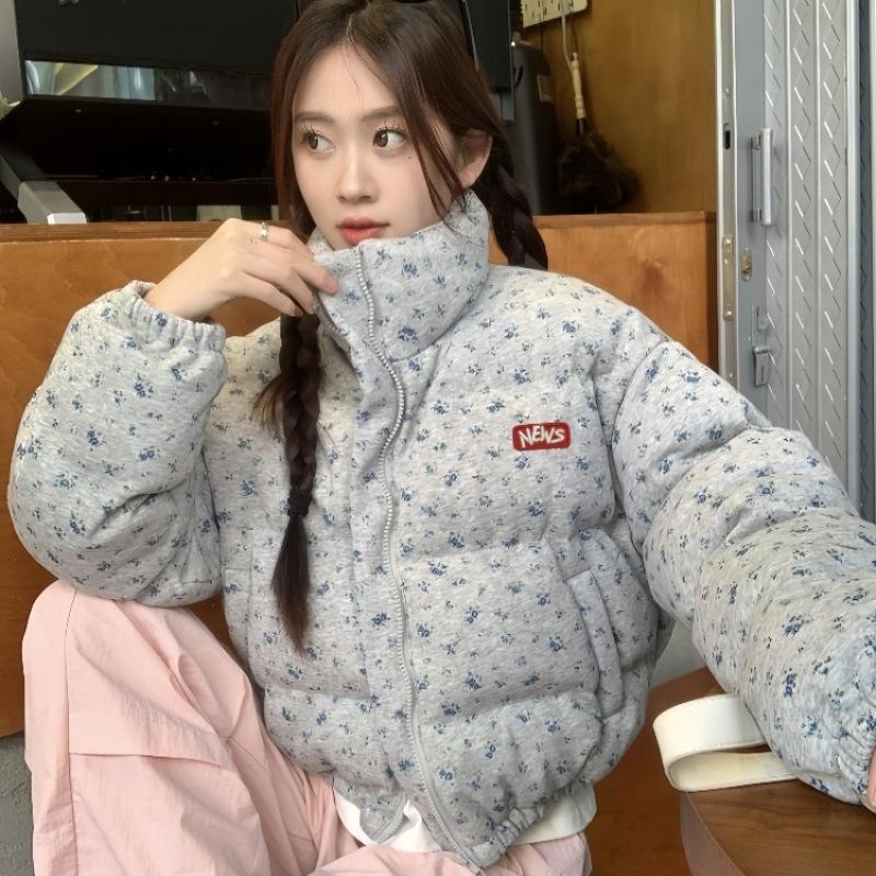 New Women's Winter Short Cotton-padded Jacket Small Floral Cotton-padded Jacket Loose Padded Coat