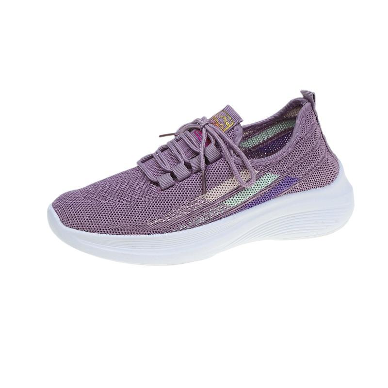 

Женская обувь 2024 года, новые сетчатые женские вулканизированные туфли, дышащие женские кроссовки, разноцветные, на низком каблуке, со шнуровкой, женская повседневная обувь 40 фиолетовый