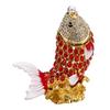 Fish Trinket Box Zinc Alloy Rhinestone Decorative Multifunctional Fish Shape Earrings Jewelry Organizer