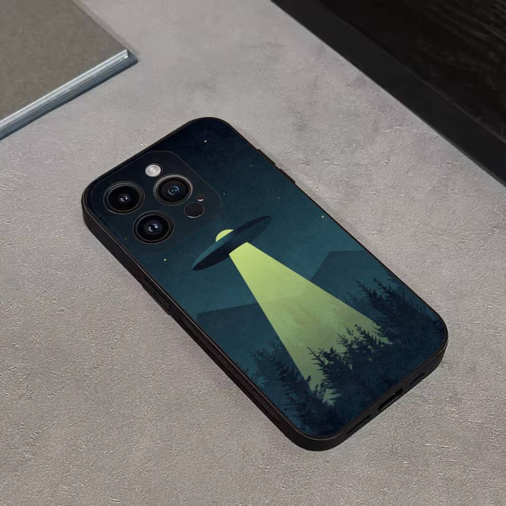 

Funny Space UFO Alien Thing Phone Case For iPhone 16,15,14,13,12,11 Plus,Pro Max,XS,X,XR,SE,Mini,8,7,Soft Silicone Black Cover iPhone15promax