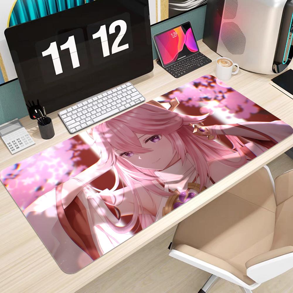 Genshin Impact Yae Miko Mousepad Animation Office Student Gaming Thickened Large Non-slip Pad for Teen Bedroom