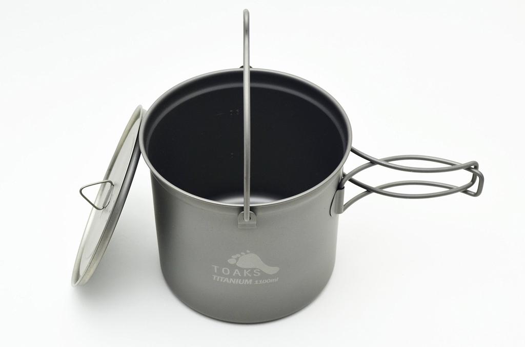 TOAKS Titanium Pot 1100ml with Bail Handle and Storage Bag POT-1100-BH [Genuine Japanese Product]