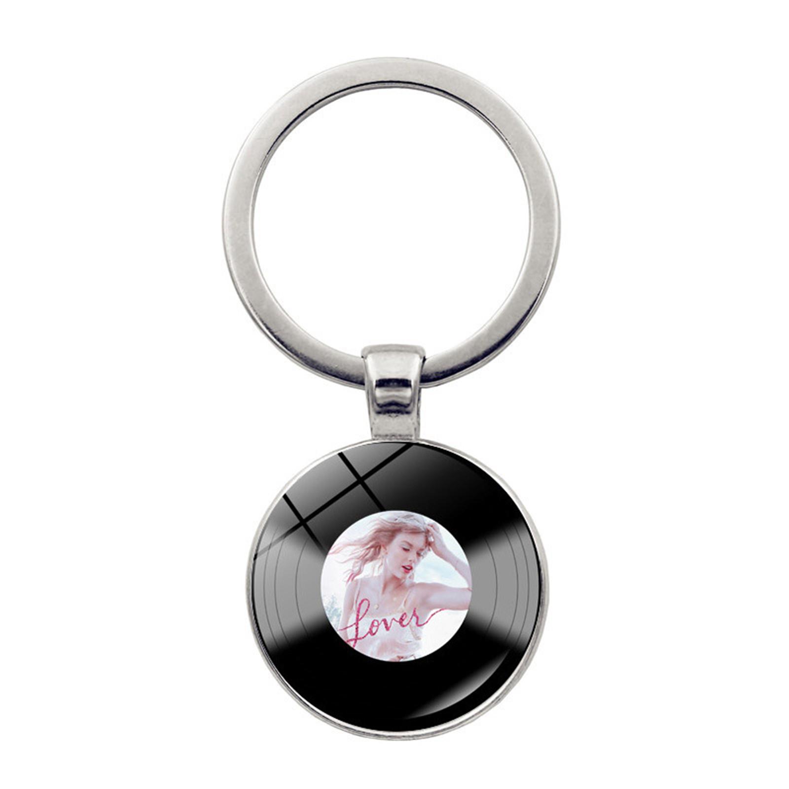 

Vinyl Record Style Keychain Pendant Round Metal Keyring Music Album Inspired Design Durable Accessory for Fans and Collectors One Size