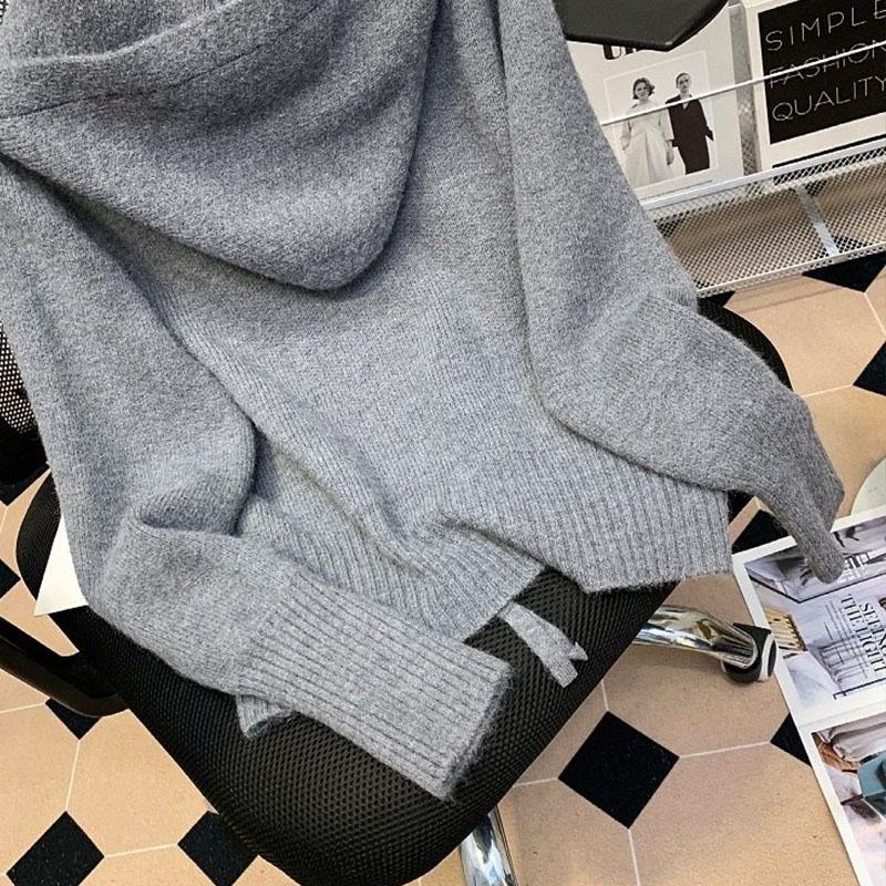 Zipper Sweater Outerwear for Women Spring and Autumn Design Sense Niche Hooded Knitted Cardigan Outerwear Sweater Female Top