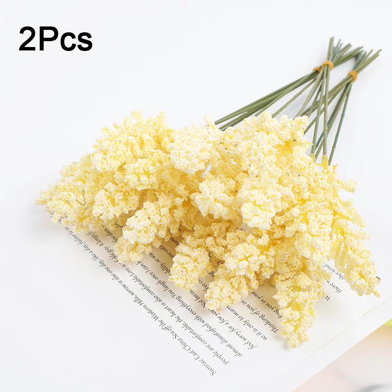 2PC Bundles Decorative Grain Ears Rustic Foam Real Touch Wheat Stalks Faux Home Decor Simulation Artificial Wedding 32cm